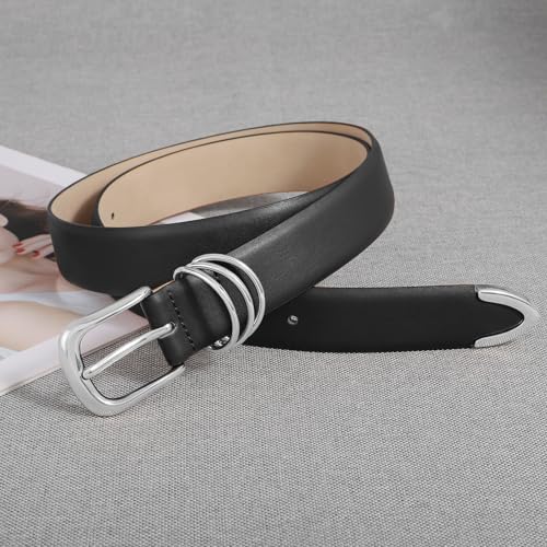 Women's Leather Belts for Jeans Dresses Ladies Waist Belt with Fashion Silver Buckle2