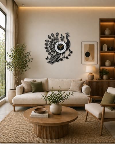 Image of Morden Metal Wall Clock for Living Room, Bedroom, Office, Kitchen, Stylish Wall Clock for Home and Hall, Designer Big Size Modern(ST-64, 60CM)