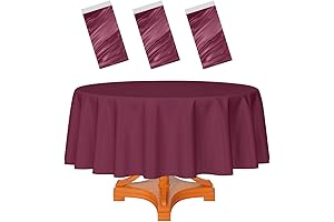 Pack of 3 (84" Dia) Round Burgundy Tablecloths