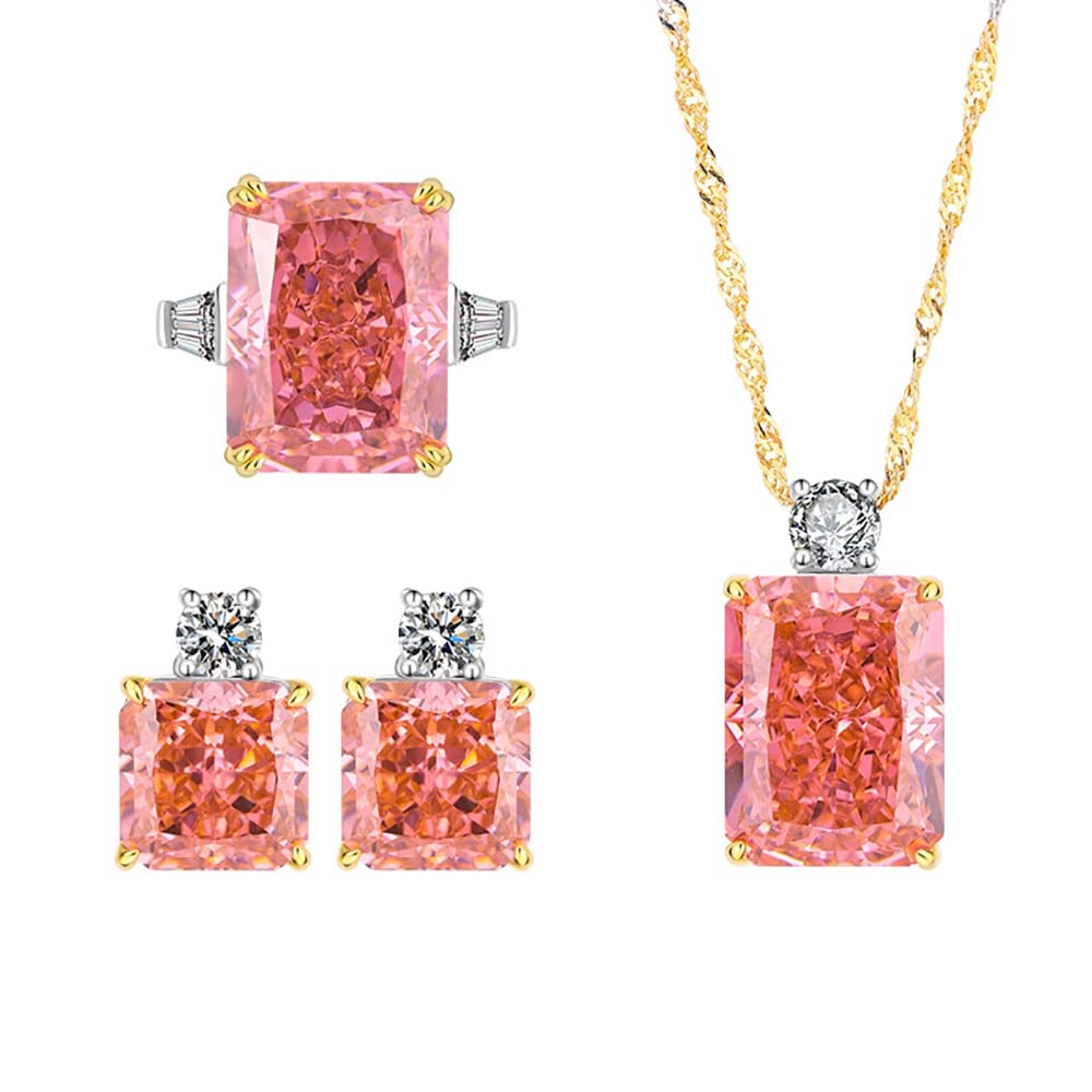 OBCPD 925 Anillos de diamantes de plata de alto carbono Colgante Collar Pendientes Joyería de boda Conjuntos de regalo para mujeres