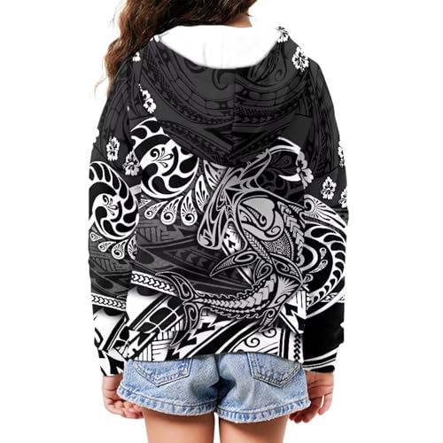 Polynesian Sweatshirt for Little Girls Age 6-16 Long Sleeve Zip Up Hoodies Kids Hooded Sweatshirts2