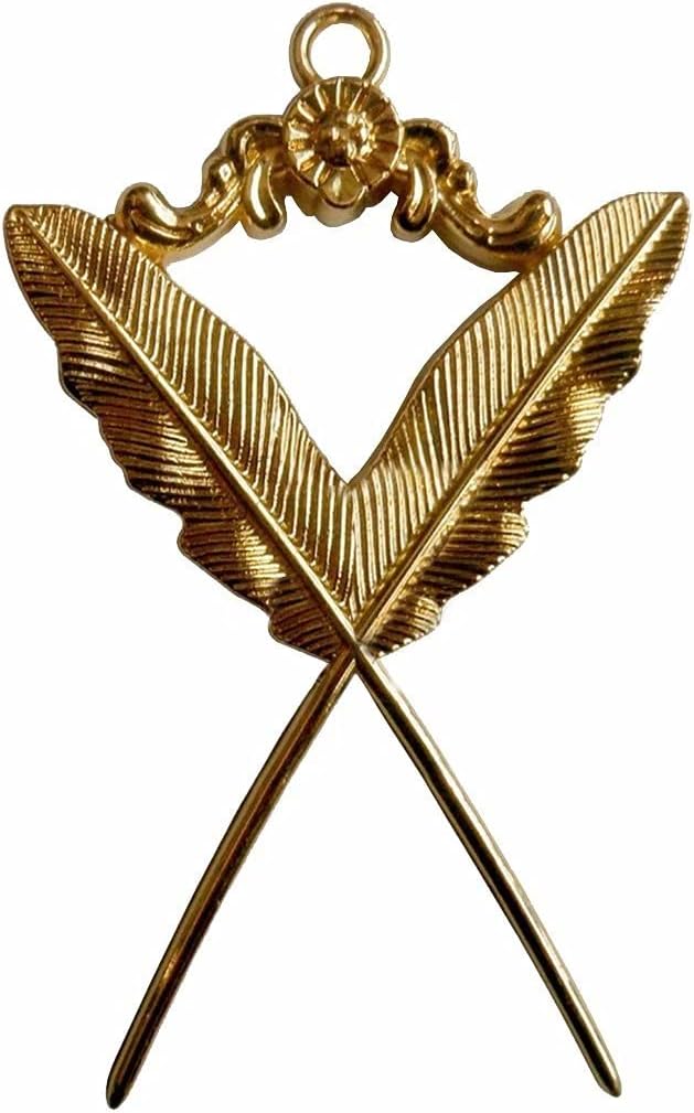 Bricks Masons Masonic Gold Collar Jewel - Secretary