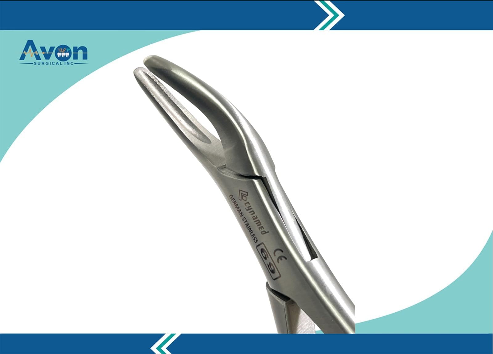 German Stainless Steel Upper and Lower Root Fragments Extracting Forceps #69 with Curved Handle - Extraction Pliers