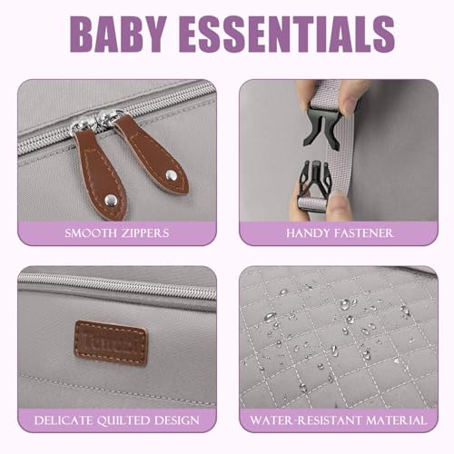 Image of Tuwubi Diaper Bag Tote,Baby Diaper Bag with Pacifier Case Large Travel Diaper Tote Caddy for Mom and Dad Multifunction Baby Bag - M-Light Khaki