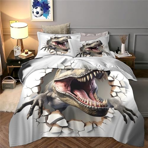 Parure de lit dinosaure 140x200 avec housse de couette en microfibre 3D