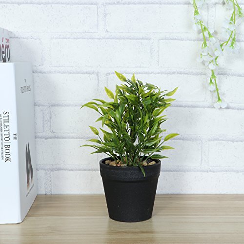 VORCOOL – Plantas artificiais de plástico sintético Bonsai com vasos para decoração de mesa de janel