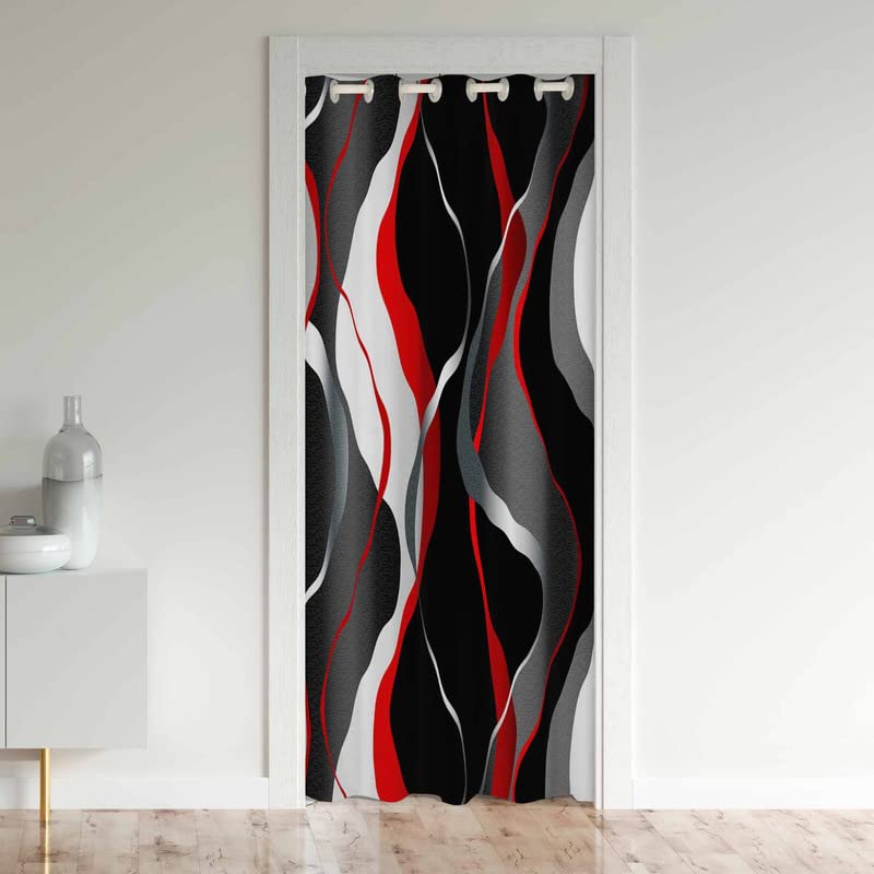 Rideaux Exterieur d'Entrée et Intérieur Géométriques Noir Gris