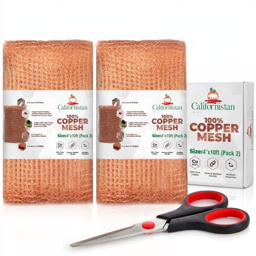 Image of Copper Mesh Roll for Rodent Control, 4 in x 10 ft, Pack of 2 with Scissors