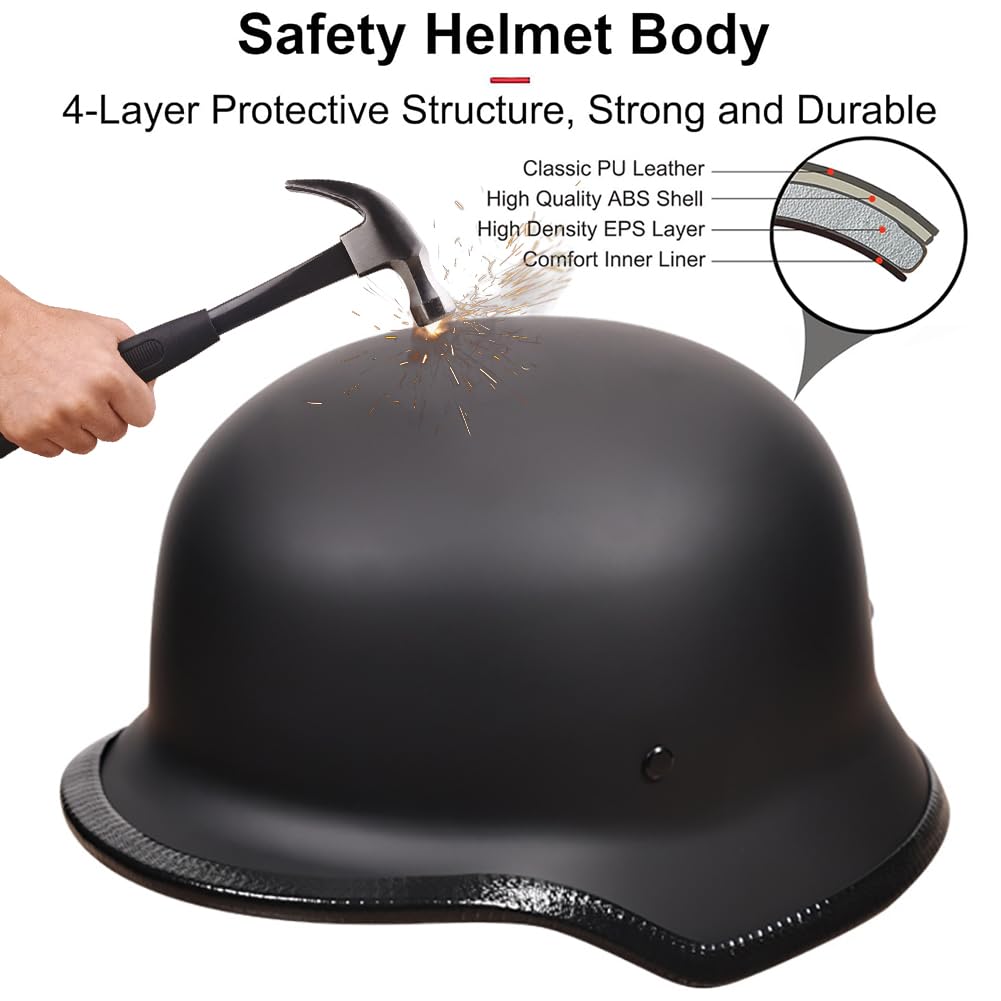Mezzo Casco Jet Moto retrò Casco Scodella Portatile, Casco Moto Aperto Stile Tedesco, ECE Omologato Portatile Mezzi Caschi retrò Casco per Uomo Donna Biker Cruiser Scooter Touring