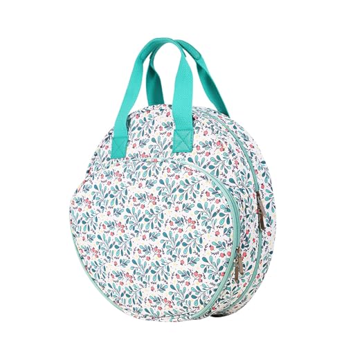 QUXVUIS Bolsa de proyectos redonda de doble capa para bastidores bordado e hilos bordar, con múltiples bolsillos y asa, tela Oxford, tipo+5