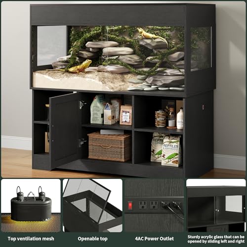 Image of Herture 120 Gallon Reptile Tank with Stand, 4x2x2 Terrarium Enclosure