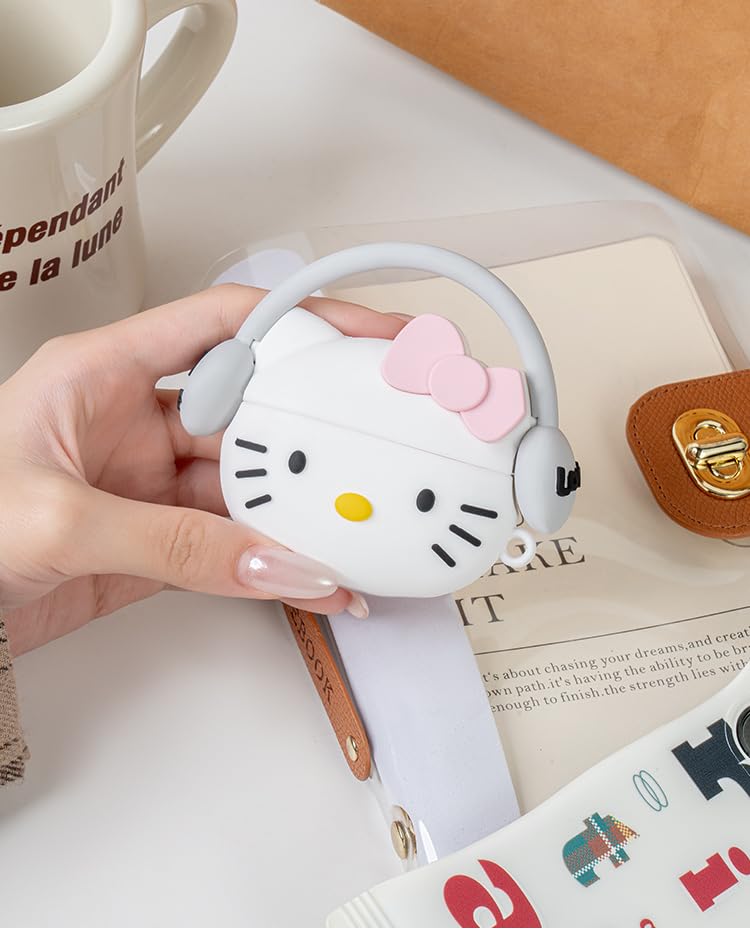 Image of FLORICAN 3D Case for Apple Airpods 4 (2024) Cute Design Suitable ONLY for AirPods 4 / AirPods 4 ANC with Shockproof Full Protection (White Cat) (White Cat)