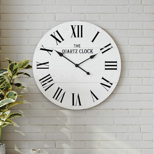 ARTPOWER Large Farmhouse Wall Clock, 24” Shiplap Wall Clock with