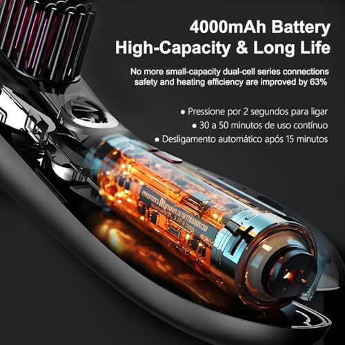 Peine eléctrico ultrasónico recargable 2 en 1 negro miniatura 6