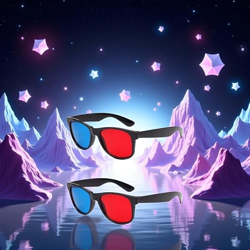 Image of 2Pcs Red and Blue 3D Glasses,3D Viewing Glasses,Universal TV Movie Dimensional Video Frame 3D,DVD Game Glass 3D Style,Televisions and Video Accessories Weightlight Simple Design