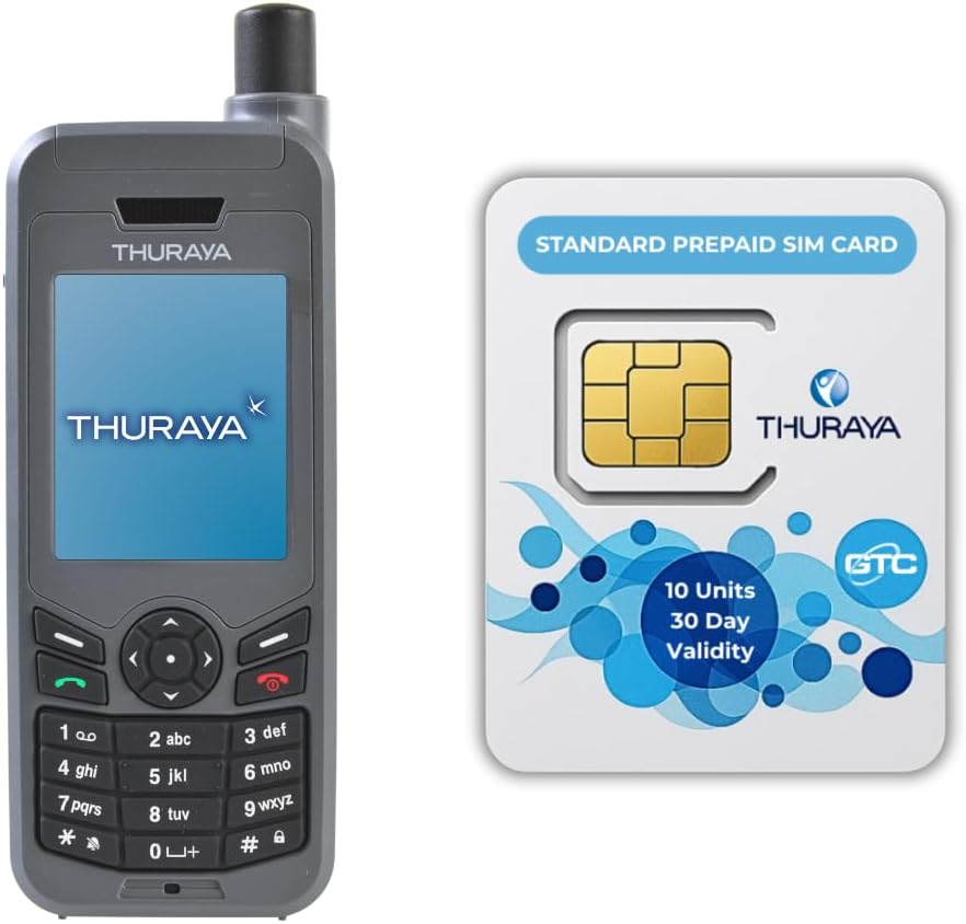 Thuraya XT-LITE Satellite Phone + 10-Unit Standard Prepaid SIM | 30-Day Validity | Voice & SMS Coverage for Remote & Emergency Communication