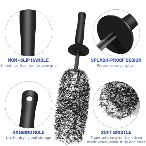 Image of Microfibre Wheel Brush and Tyre Brush - Scratch-Free Gentle Cleaning for All Rims - Ideal for High-Quality Rims - Microfibre Wheel Brush Alloy Wheels, Car Rims Brush