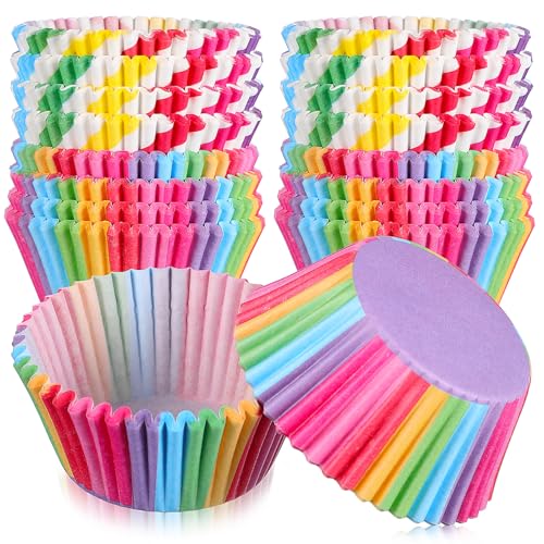 FELTECHELECTR カップケーキベーキングカップ蓋 200個 マ​​フィンベーキングケース ケーキカップライナー 装飾カップケーキケース 結婚式 誕生日テーマパーティー用のサムネイル