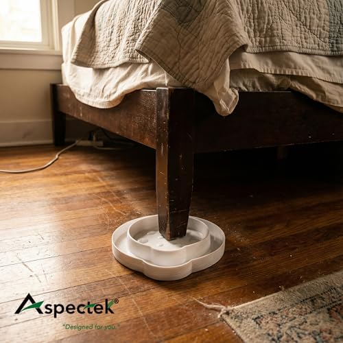 ASPECTEK Trampa para chinches de Cama (Paquete de 8), Interceptor de chinches, trampas Mata chinches, trampas para pulgas, Repelente plagas, seguras y ecológicas (Blanco)