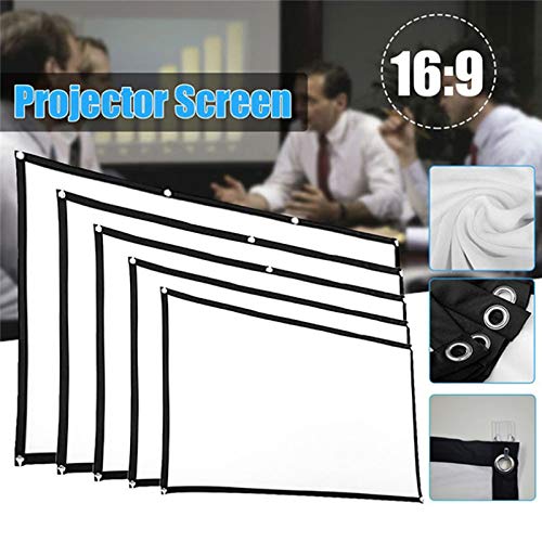 Pantalla de proyector portátil plegable, blanca mate, ratio 16:9, tamaño 100 pulgadas para cine en casa miniatura 2