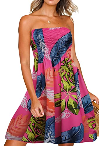 Image of Zyyfly Womens Summer Beach Dresses Strapless Cover Ups Dress Tube Top Sundresses