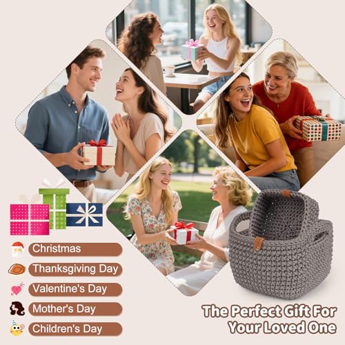 Image of Aeelike 27PCS Crochet Basket Kit for Beginners (L&S), Crocheting Basket for Storage, Knitting Starter Set with Instruction, Complete Beginner Crochet Kit, Crocheting Gift for Home Decor