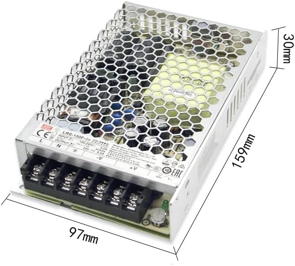 Mean Well LRS 150W Switching Power Supply， AC/DC Single Output LRS-150F-12 12V 12.5A Power Supply Driver Transformer for 3D Printer, Computer Project, LED Strip Light, CCTV, etc