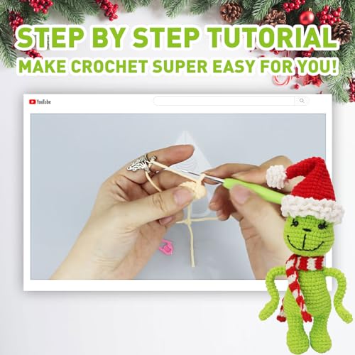 Image of ALODNY Crochet Kit for Beginners,Christmas Crochet Kit for Beginners Adults,Knitting Kits Hooks Yarn Set with Step-by-Step Video Tutorials