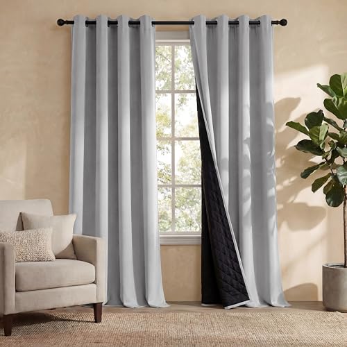 PONY DANCE Rideaux Isolant Thermique - Rideau Matelassé 100% Occultant Anti-Froid/Chaleur Anti-Bruit pour Fenetre Salon Chambre Porte, Tissu Opaque a...