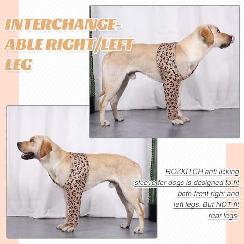 Image of ROZKITCH Dog Surgery Leg Sleeve Front Right Left Leg, Pet Prevent Licking Wound Elbow Knee Protector, Dog Recovery Suit Cone Collar Alternative for Sprain ACL CCL Arthritis Joint Care Brown 3XL