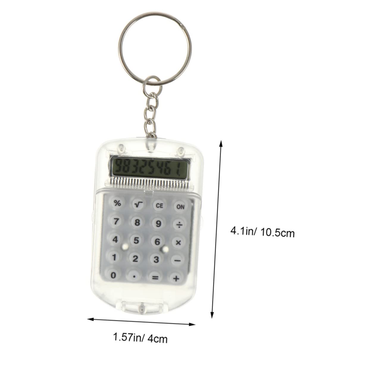DIYEAH 4pcs Mini Keychain Calculator Portable Electronic Calculators for Students Pocket-Sized Key Display Transparent Color Convenient Daily Use
