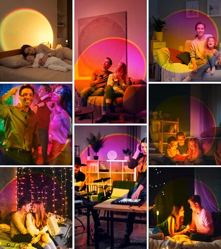 Image of Sunset Lamp Projector,360 Rotatable & App Control Multicolor Multi-Scene Changing Rainbow Led Sun Lamp-Christmas Gift,Aesthetic Room Decor for Selfies,TikTok /Instagram Backdrop,Bedroom Night Light