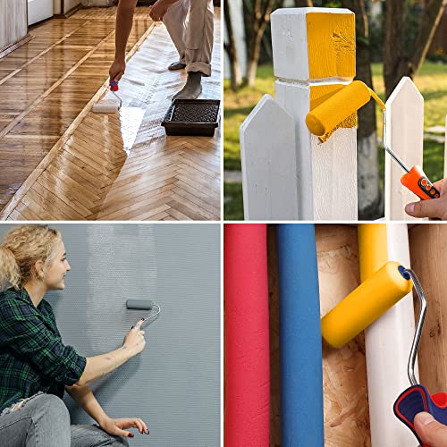 WORKPRO 12-Pack Foam Paint Roller 4 inch, Small Paint Roller Kit, Mini Paint Roller for Painting Walls, Cabinets, Doors, Fences, etc. - Image 7