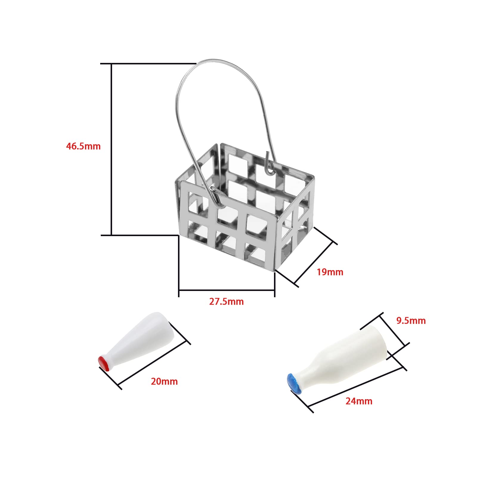Miniatur-Milchflaschen-Set Mit Körben – Für 1/6 Oder 1/12 Puppenhäuser, 10 Flaschen & 2 Körbe