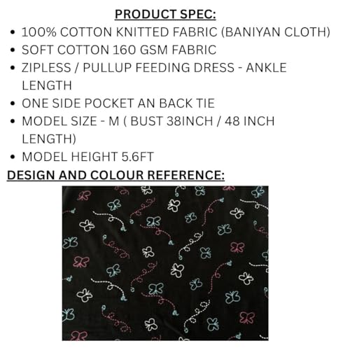 Image of Zero Clothing Feeding Dress for New Moms | Cotton Maternity Nighty | Zipless Feeding Dresses for Women | Pregnancy & Nursing Wear