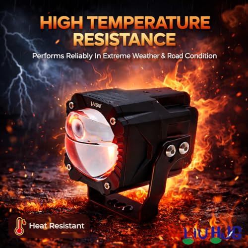 Image of LIU HJG 120W Gorilla Projector Fog Lights Dual Lens | Ultra-Wide LED Driving Fog Lamps | White & Yellow Beam with Red DRL Mode | Universal Fit for Bikes, Cars, Jeep & Thar (Set of 2)