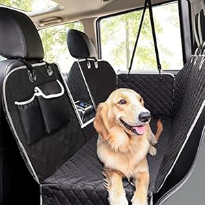 Pecute Dog Car Seat Cover 100% Waterproof,Rear Seat Covers for Dogs with Viewing Window/Side Flaps/Storage Bags,Dog Car…