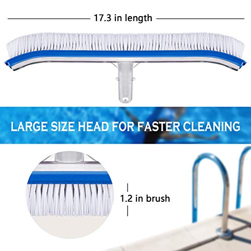 Pool Brush, 17\" Pool Algae Brush Head with Aluminum Back and PVC Bristles, Pool Broom Brushes for Cleaning Swimming Pool Tile Wall and Above Ground Pool (No Pole Included)