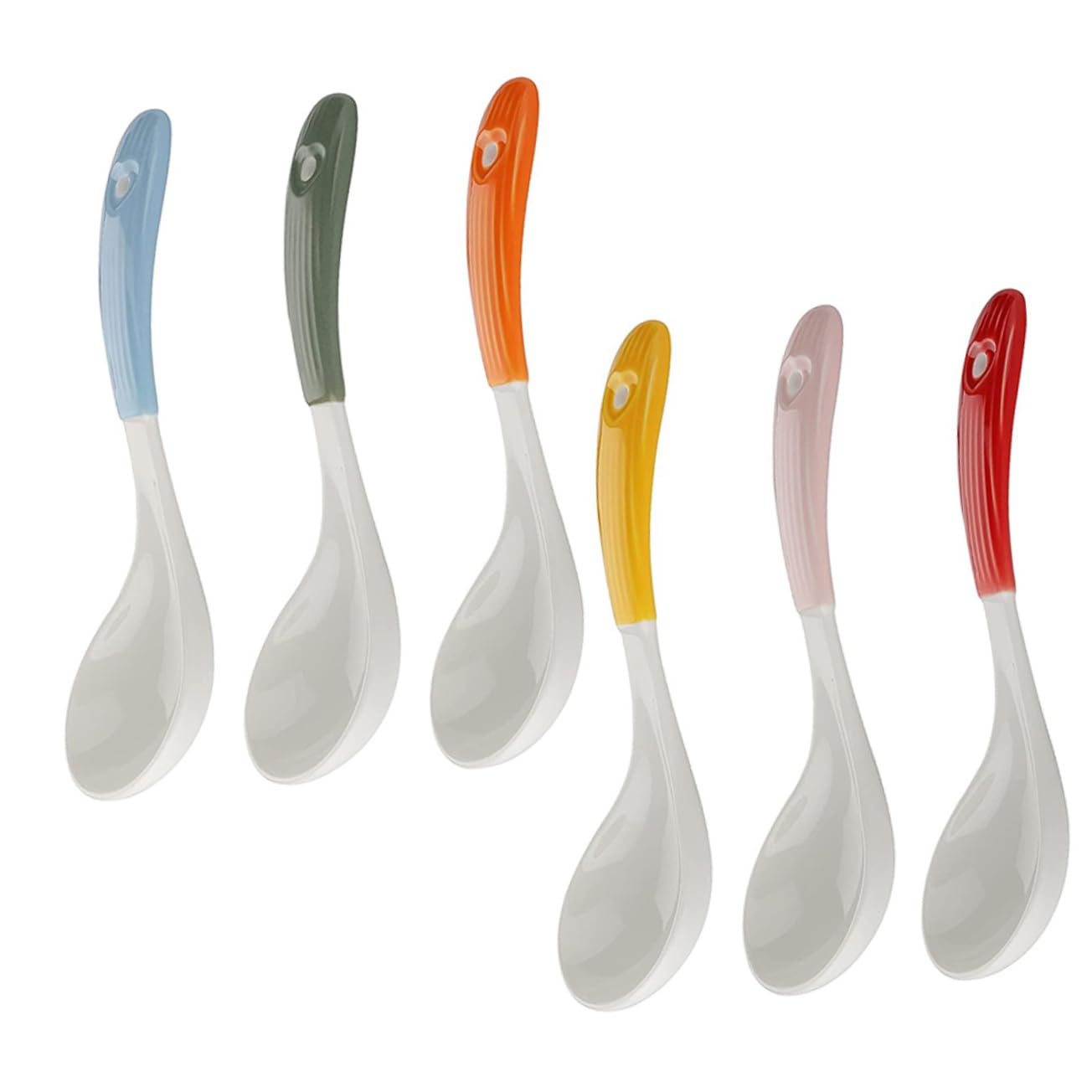 OFFSCH 6pcs Ceramic Soup Spoon Set Chinese Style Soup Spoons Food-grade Kitchen Utensils Porridge Spoon Soup Serving Utensils