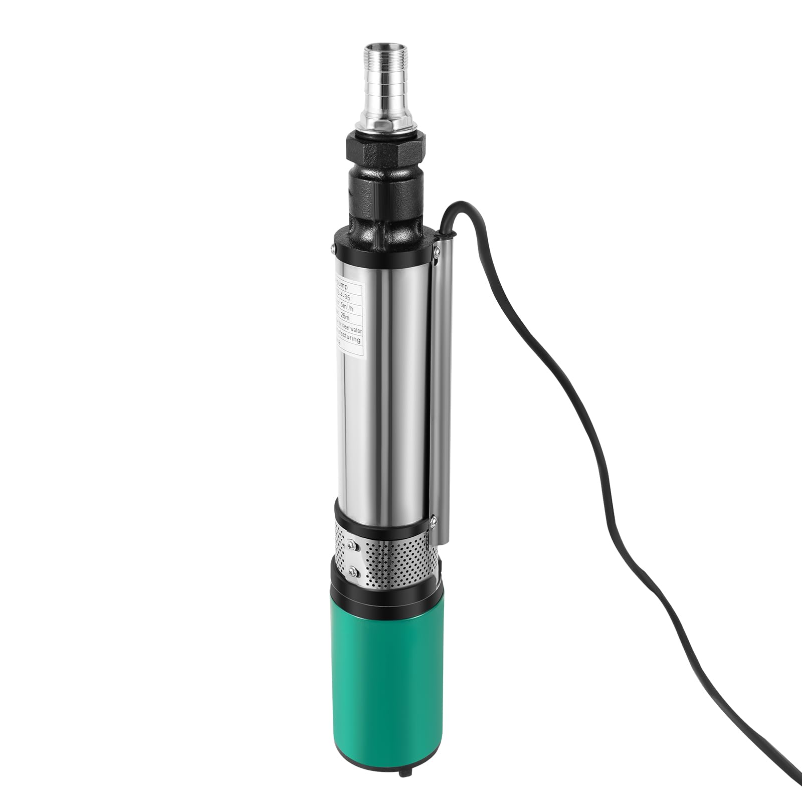 Pompe Immergée Puits 24V 320W, Pompe de Relevage Inox 3000L/h, Hauteur 25m, Câble 16m, Moteur Cuivre Pur 4500tr/min, Pompe à Eau Submersible pour Jardin, Irrigation, Bassin et Agriculture