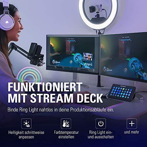 Elgato Ring Light - Hochwertige Beleuchtung in 2500 Lumen mit Tischklemme und Kugelgelenk zum Streamen, TikTok… – Bild 8