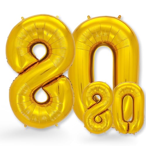 FUNXGO globo numero 80 dorado - numero 80 globo cumpleaños - globo 80 dorado - número 80 cumpleaños globo dorado - globo numero 80 gigante - globos número 80 - decoracion 80 cumpleaños