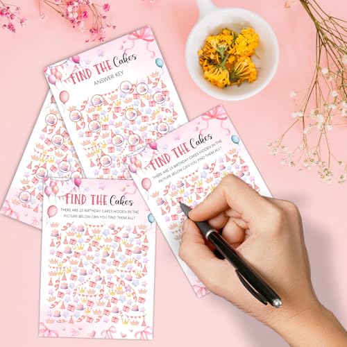 Image of Coquette Pink Bow Themed Sleepover Slumber Party Supplies- Pink Slumber Party Games Card - Sleepover Stuff- Birthday Night Games Creative Idea -Find The Cakes- 20 Game Cards and 2 Answer Key