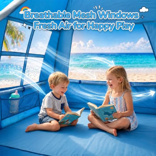 Image of WhiteFang Baby Beach Tent,UPF 50+ Kids Sun Shelter with Tunnel Port
