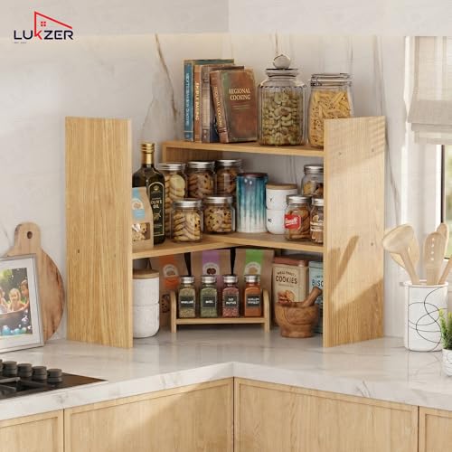 Image of Lukzer MR-011 Oak Light Adjustable 5-Tier Bookshelf | Multi-Functional Storage Rack for Living Room, Bedroom, Home, Office & Kitchen|Engineered Wood Bookcase|121x61x24cm|DIY Bookshelves|Made in India
