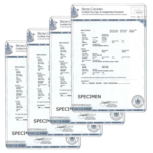 Birth Certificate Holder Canada - 5x7 Inches, Sturdy Clear Plastic Birth Certificate Holder, Protective Cover for Newborn Baby Documents (4)
