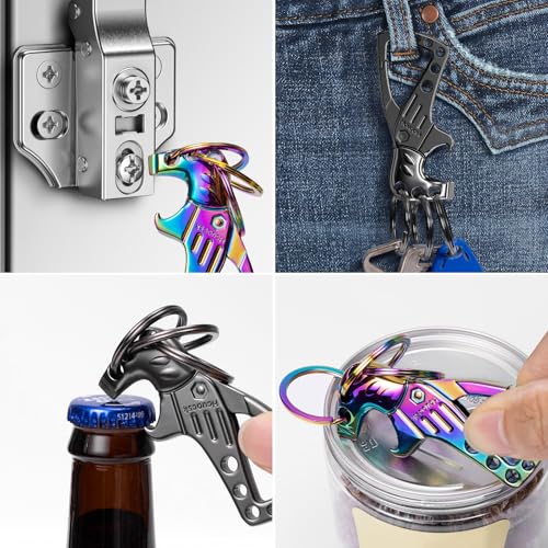 Image of Heavy Duty Key chain, Carabiner Clip Keychain with Bottle Opener, 3 Key Rings for Car Keys, Metal Secure Snap Lock, Family Present for Men and Women(Black+Multicolor,2-Pack)