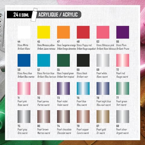 Pébéo, Acrylic Multisurfaces, Set 24 Bottles 59ml Brilliant Assorted Colours + Accessories - Image 4