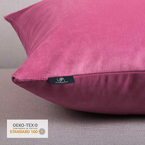 Phantoscope Pack Of 2 Velvet Decorative Throw Pillow Covers Soft Solid Square Cushion Case For Couch Pink 18 X 18 Inches 45 X 45 Cm #TOP2