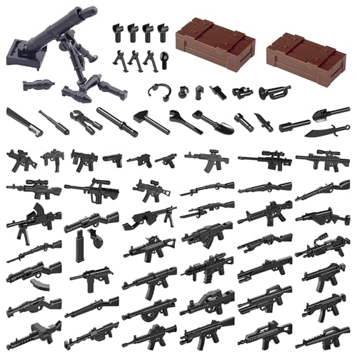 HIMIRICH Weapons Pack Military Toy Set Building Blocks Model for Soldier Figures, Army Equipment Gear Kit Pieces and Parts Accessories Compatible with...